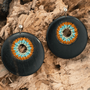 Boucles Ébène ocre & turquoise