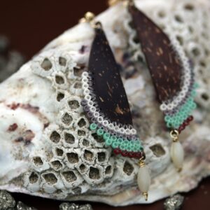 Boucles Gouttes turquoise & nacre