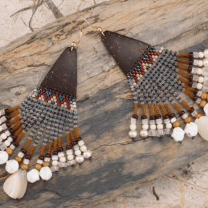 Boucles Huichol nacre & brun