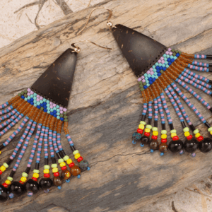 Boucles Huichol vert, jaune & rouge