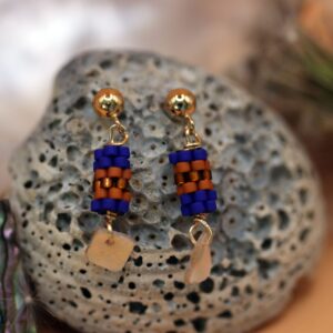 Boucles Haliotis ocre & bleu