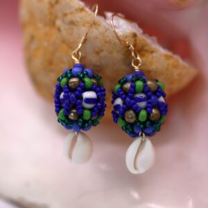 Boucles perles tissés bleues