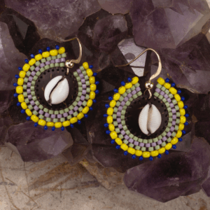 Boucles Porcelaine bleues & jaunes