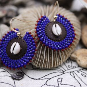 Boucles Porcelaine bleues & rouges
