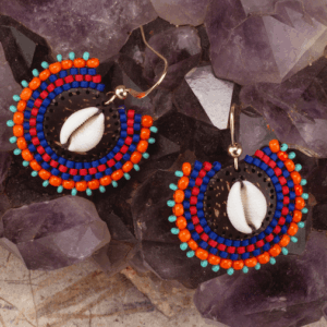 Boucles Porcelaine orange & turquoise