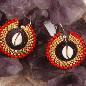 Boucles Porcelaine rouges & dorées
