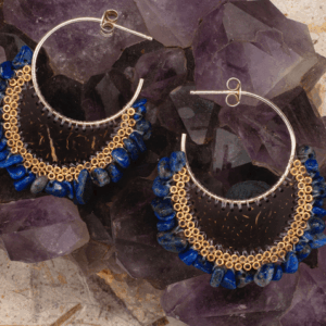 Boucles Créoles pierre gemme Lapis Lazuli