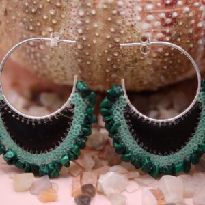 Boucles Créoles pierre gemme Malachite