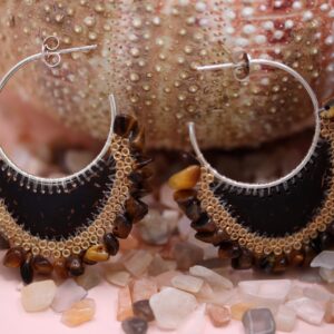Boucles Créoles pierre gemme œil de tigre