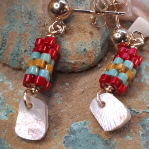 Boucles Haliotis : rouge & turquoise